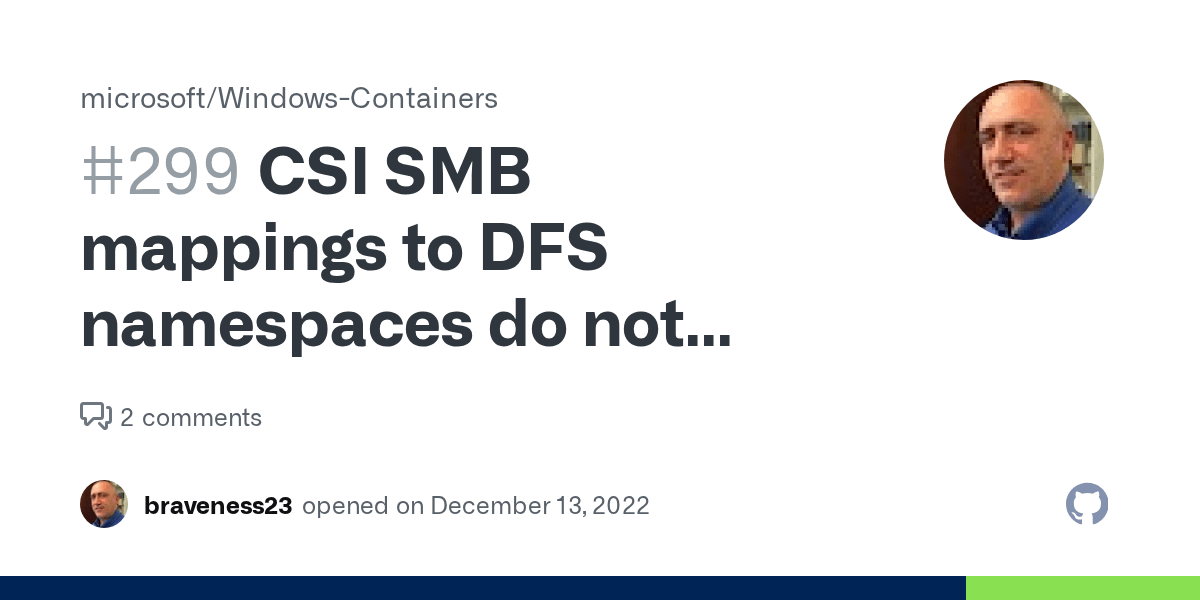 CSI SMB mappings to DFS namespaces do not handle DFS links correctly