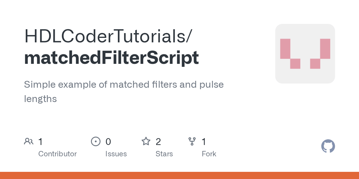 GitHub HDLCoderTutorials/matchedFilterScript Simple example of