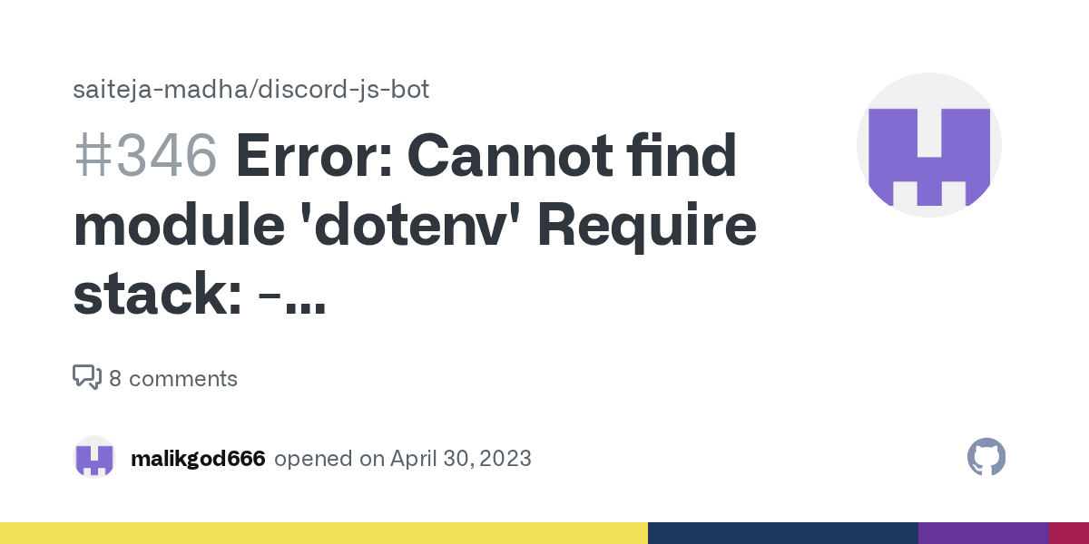 Error Cannot find module 'dotenv' Require stack /home/runner