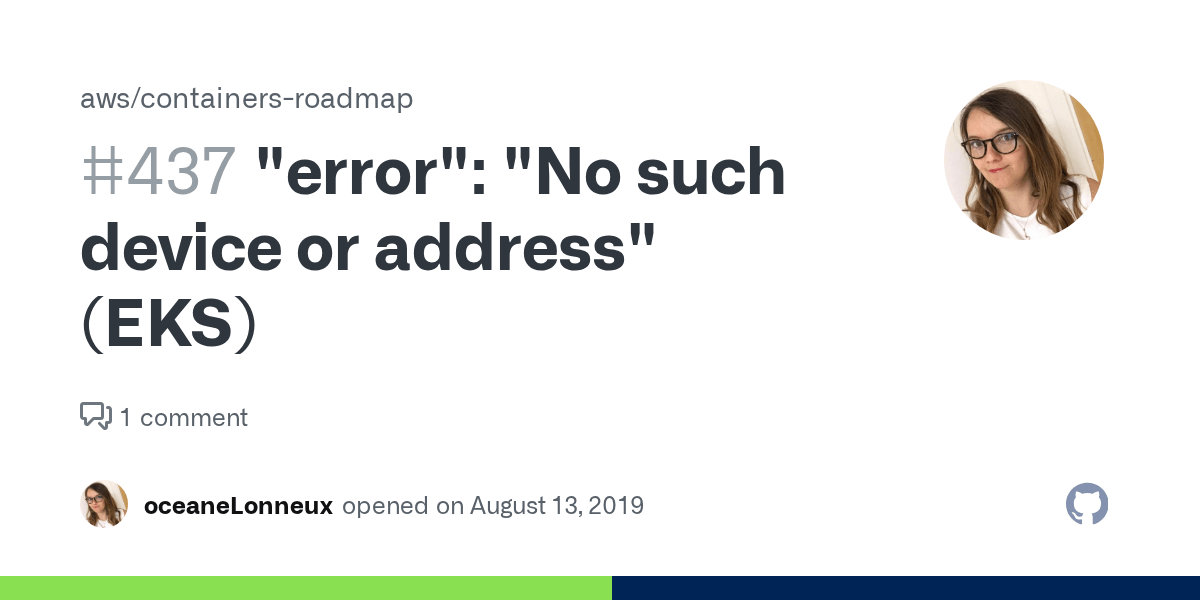 "error" "No such device or address" (EKS) · Issue 437 · aws