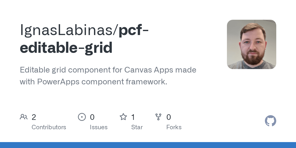 GitHub IgnasLabinas/pcfeditablegrid Editable grid component for