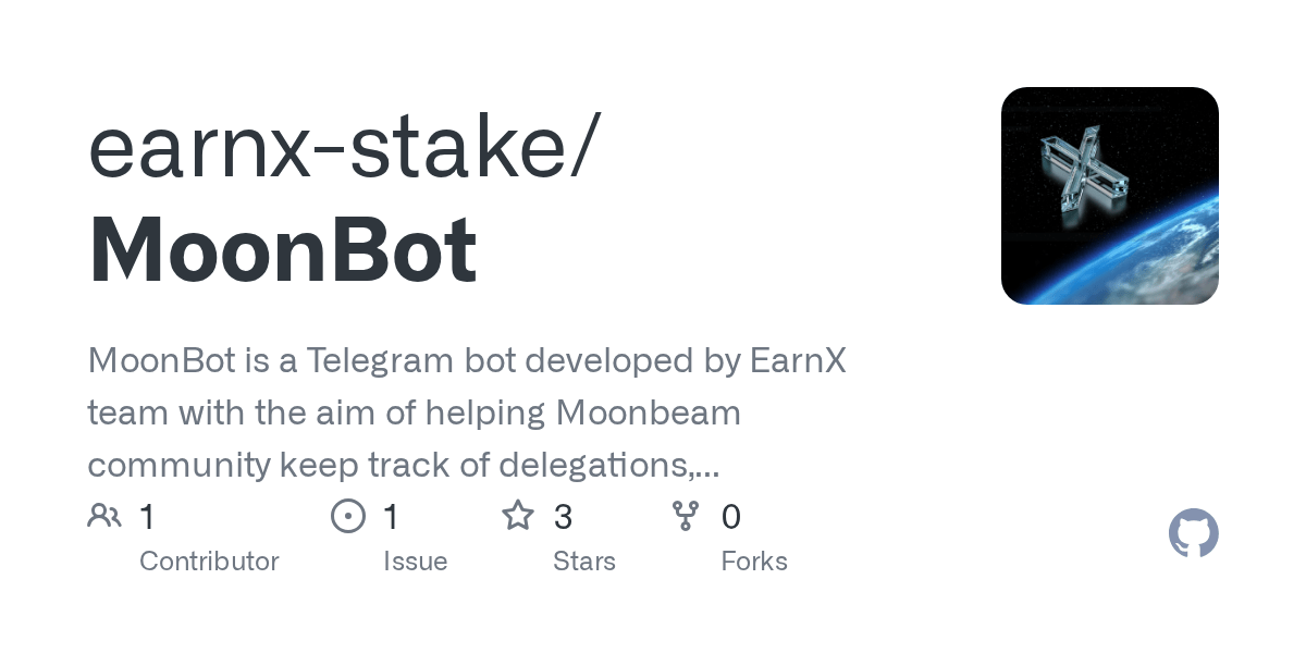 GitHub earnxstake/MoonBot MoonBot is a Telegram bot developed by