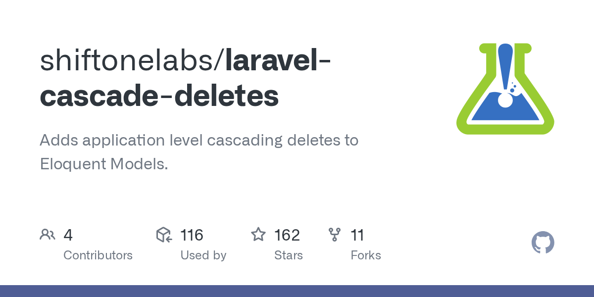 GitHub shiftonelabs/laravelcascadedeletes Adds application level