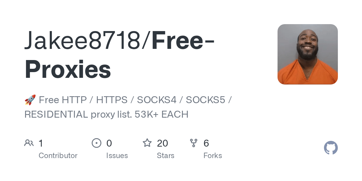 GitHub Jakee8718/FreeProxies 🚀 Free HTTP / HTTPS / SOCKS4 / SOCKS5