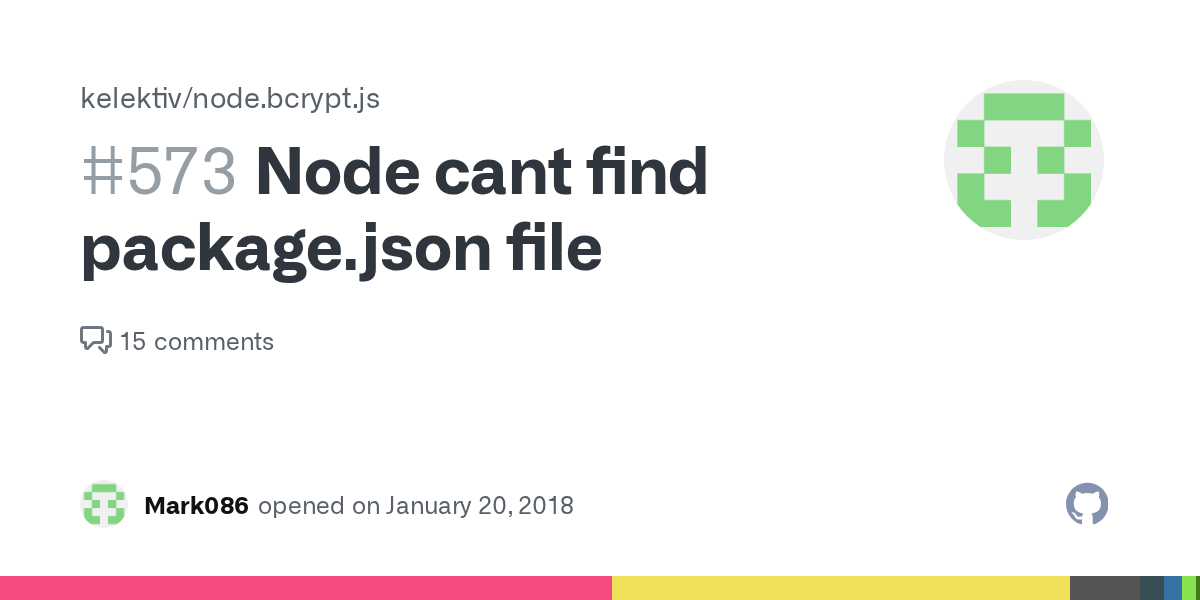 Node cant find package.json file · Issue 573 · kelektiv/node.bcrypt.js