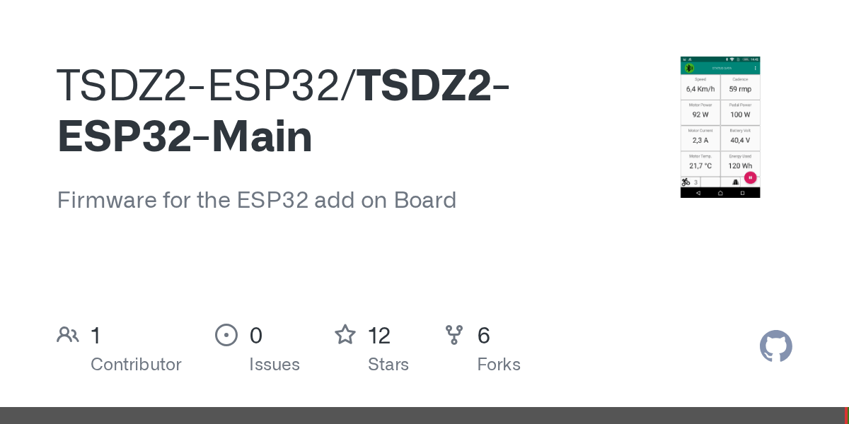 GitHub TSDZ2ESP32/TSDZ2ESP32Main ESP32 Firmware to add Wireless