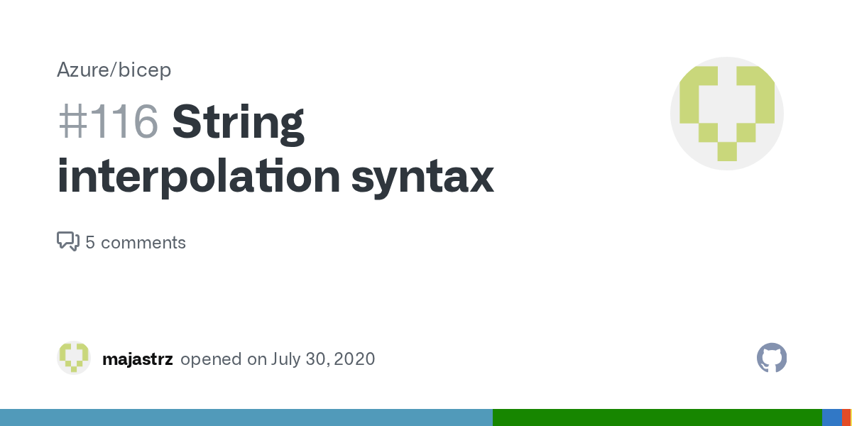 String interpolation syntax · Issue 116 · Azure/bicep · GitHub