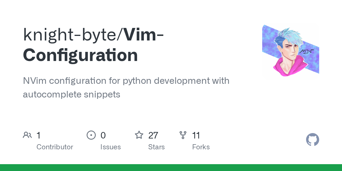 GitHub knightbyte/VimConfiguration NVim configuration for python
