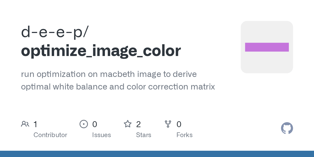 GitHub deep/optimize_image_color run optimization on macbeth