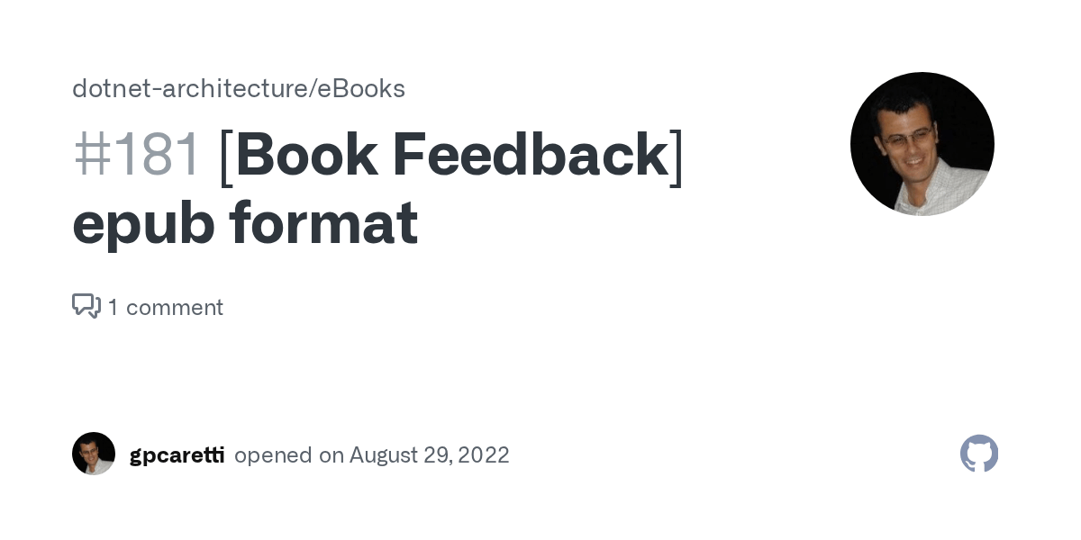 [Book Feedback] epub format · Issue 181 ·