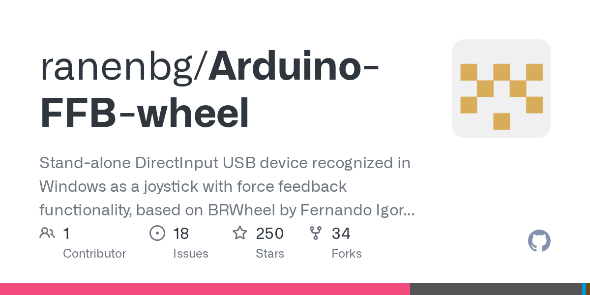 GitHub ranenbg/ArduinoFFBwheel Stand alone directInput USB device