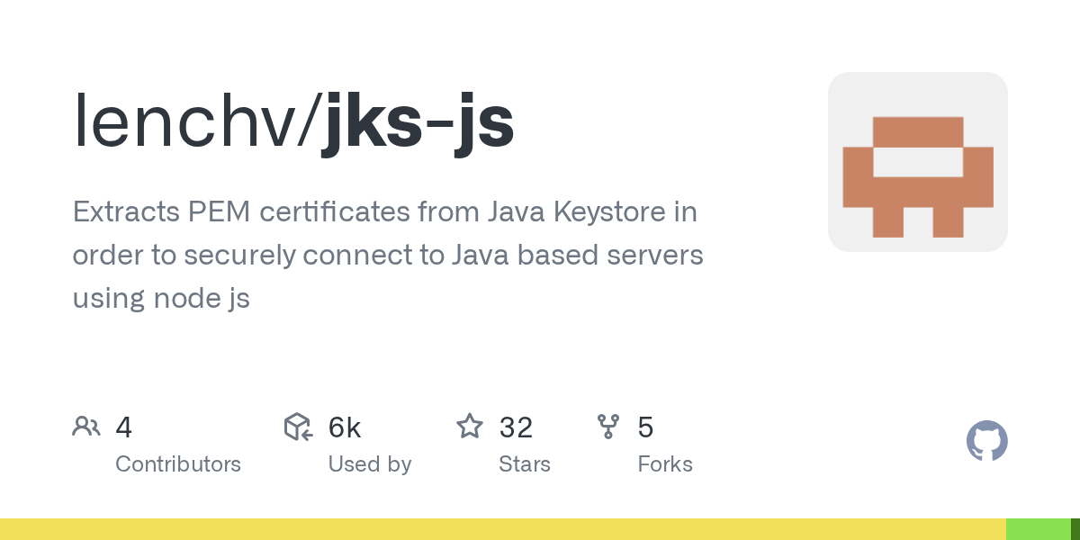 GitHub lenchv/jksjs Extracts PEM certificates from Java Keystore in