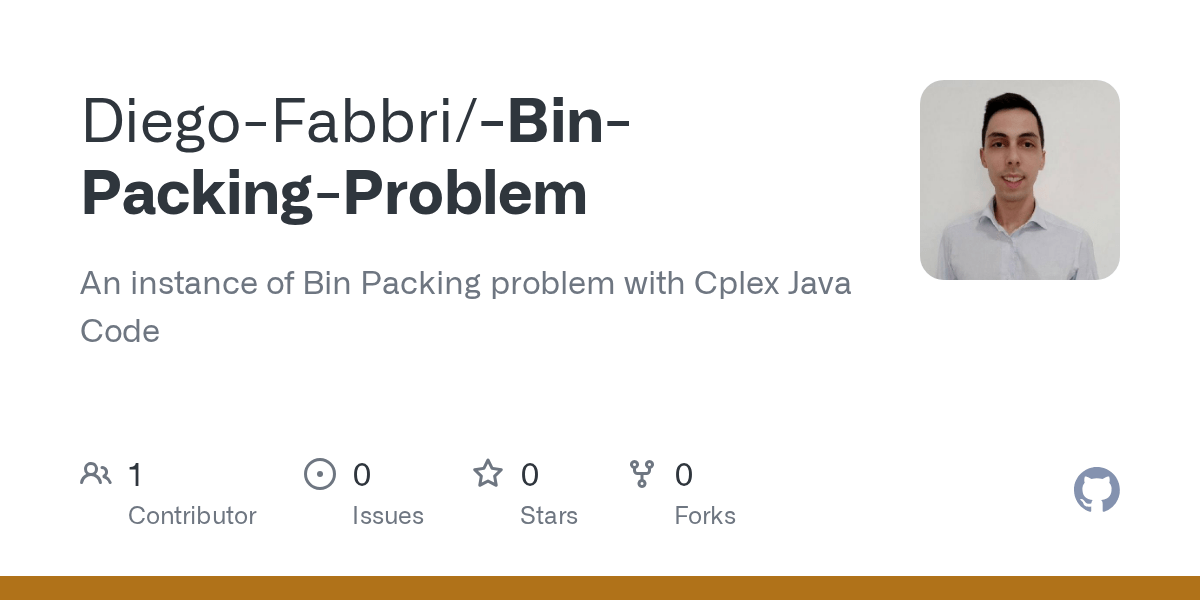 GitHub DiegoFabbri/BinPackingProblem An instance of Bin Packing