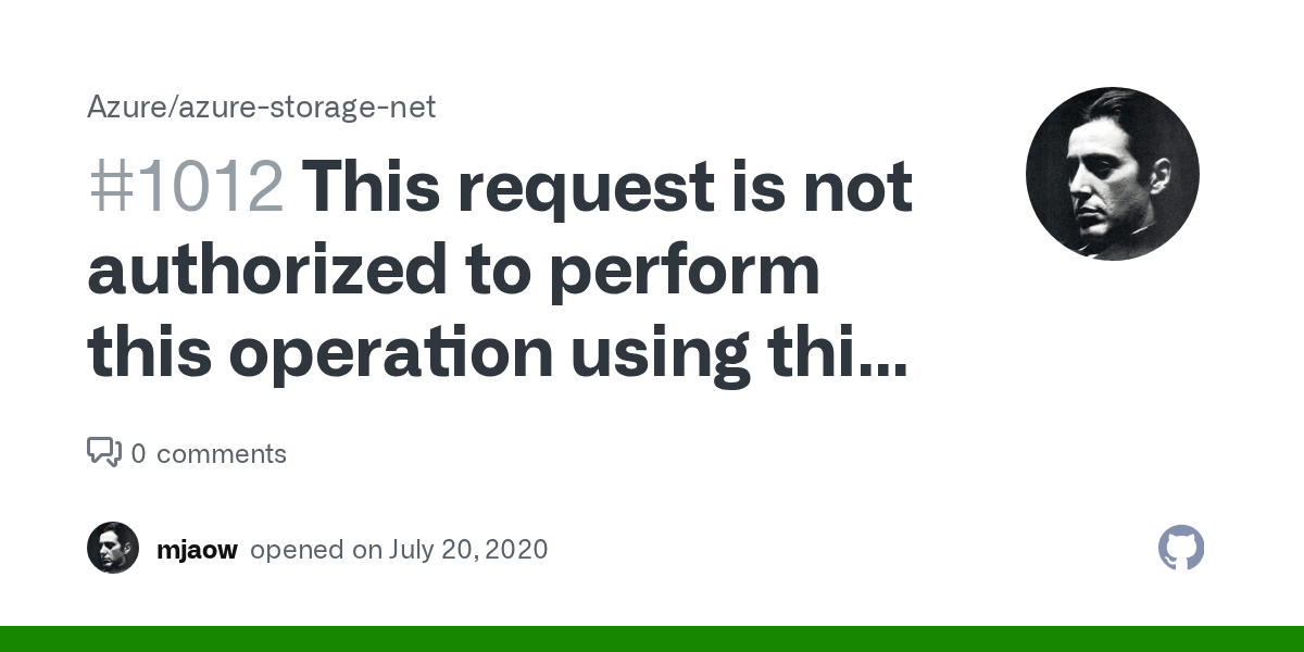 This request is not authorized to perform this operation using this