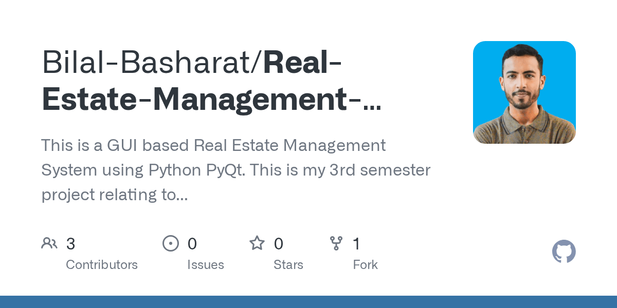 GitHub BilalBasharat/RealEstateManagementPythonPyQt This is a