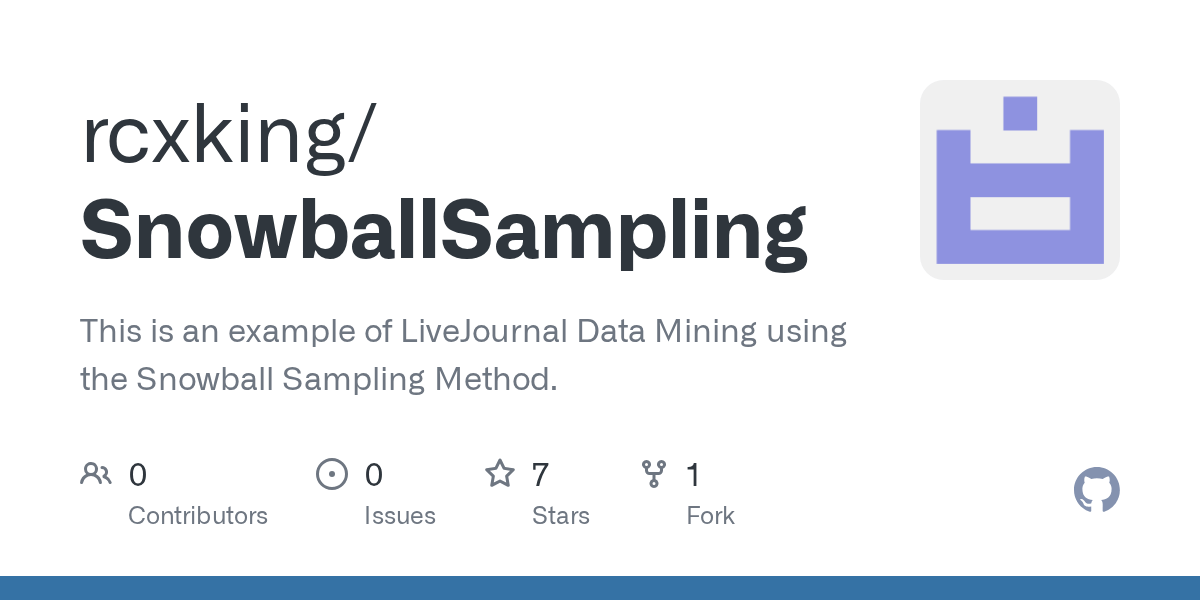 GitHub rcxking/SnowballSampling This is an example of LiveJournal