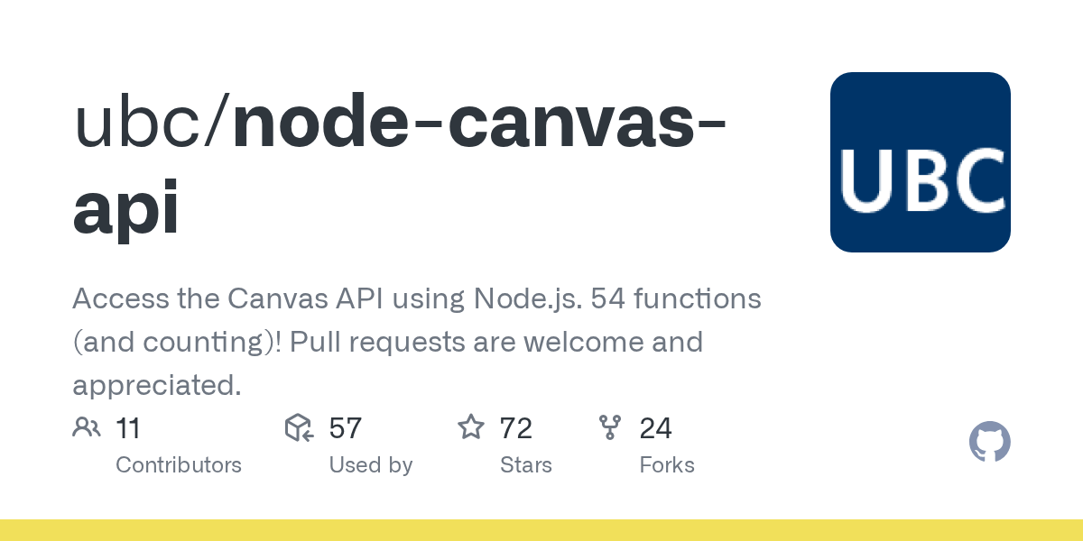 GitHub ubccapico/nodecanvasapi Access the Canvas API using Node.js