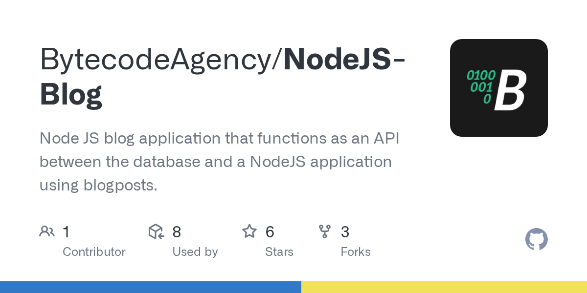 GitHub BytecodeAgency/NodeJSBlog Node JS blog application that