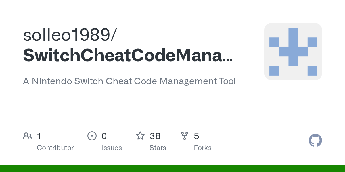 GitHub solleo1989/SwitchCheatCodeManager A Nintendo Switch Cheat Code Management Tool