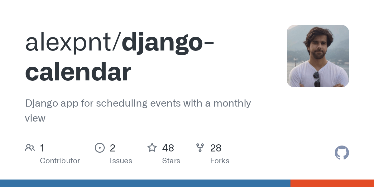 GitHub alexpnt/djangocalendar Django app for scheduling events with