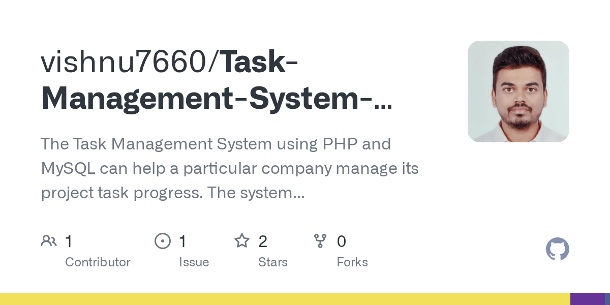 GitHub vishnu7660/TaskManagementSystemusingPHPMySQLi The Task