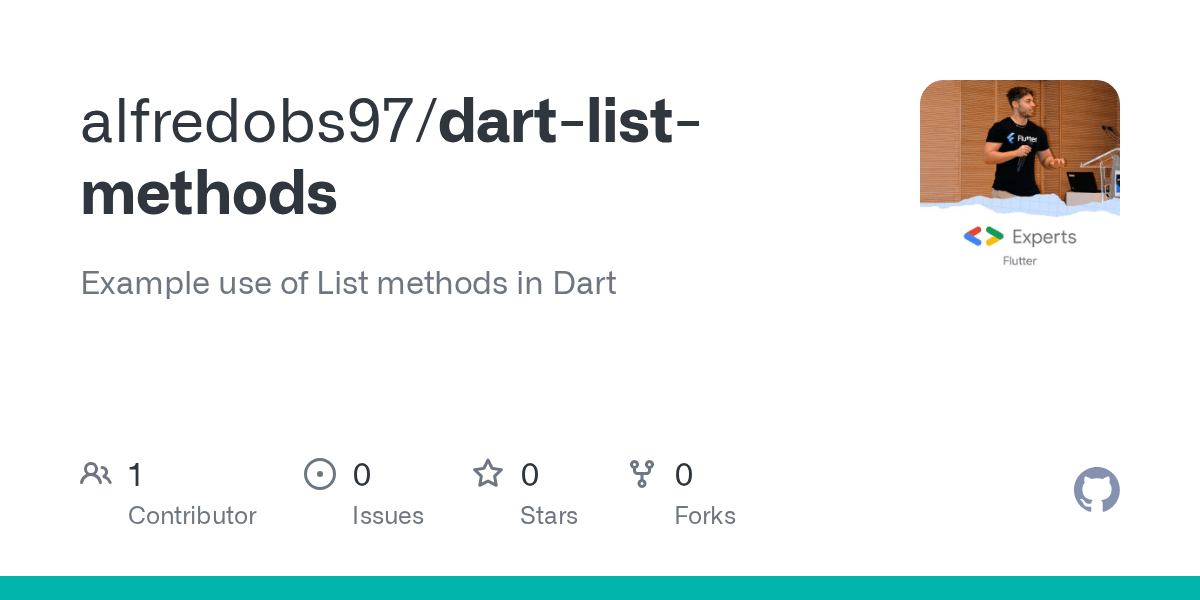 GitHub alfredobs97/dartlistmethods Example use of List methods in Dart