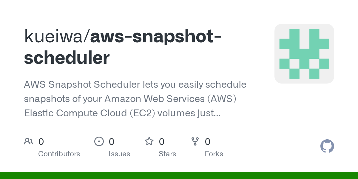GitHub kueiwa/awssnapshotscheduler AWS Snapshot Scheduler lets you