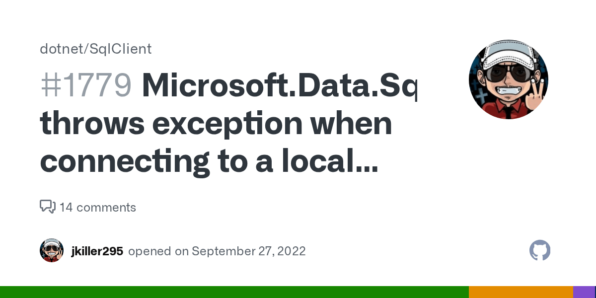 Microsoft.Data.SqlClient.SqlConnection throws exception when connecting to a local SQL database