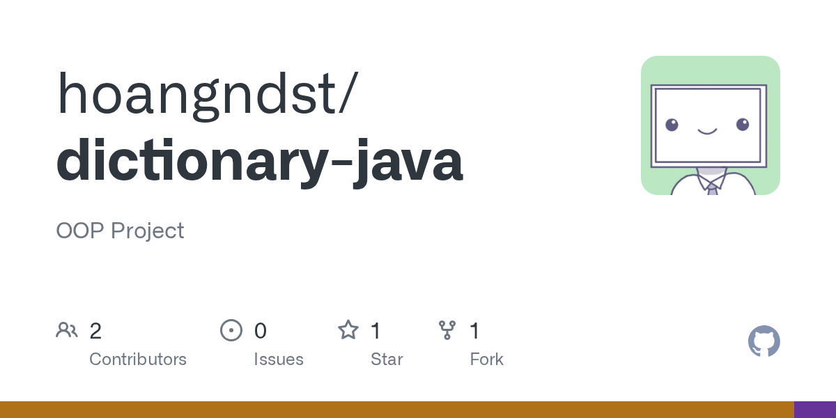 GitHub hoangndst/dictionaryjava OOP Project