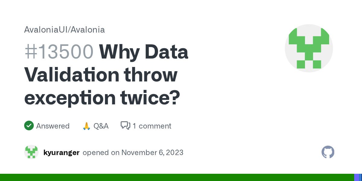 Why Data Validation throw exception twice? · AvaloniaUI Avalonia