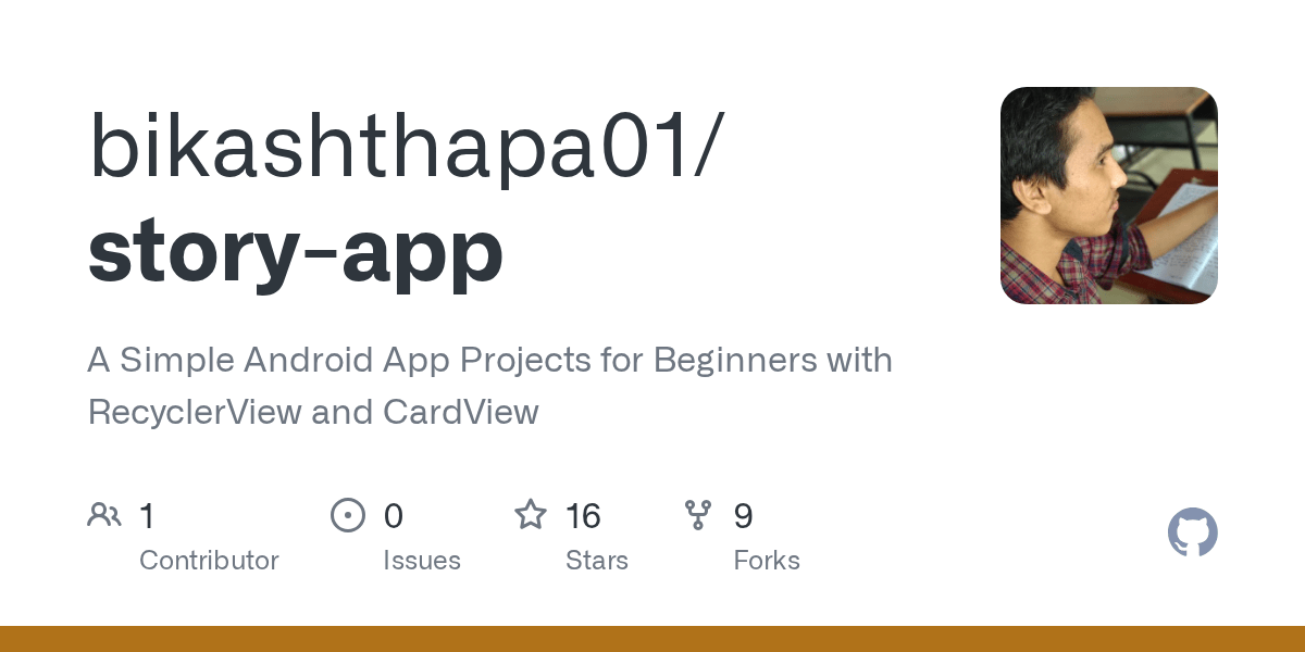 GitHub bikashthapa01/storyapp A Simple Android App Projects for