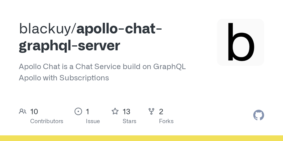 GitHub blackuy/apollochatgraphqlserver Apollo Chat is a Chat Service build on GraphQL