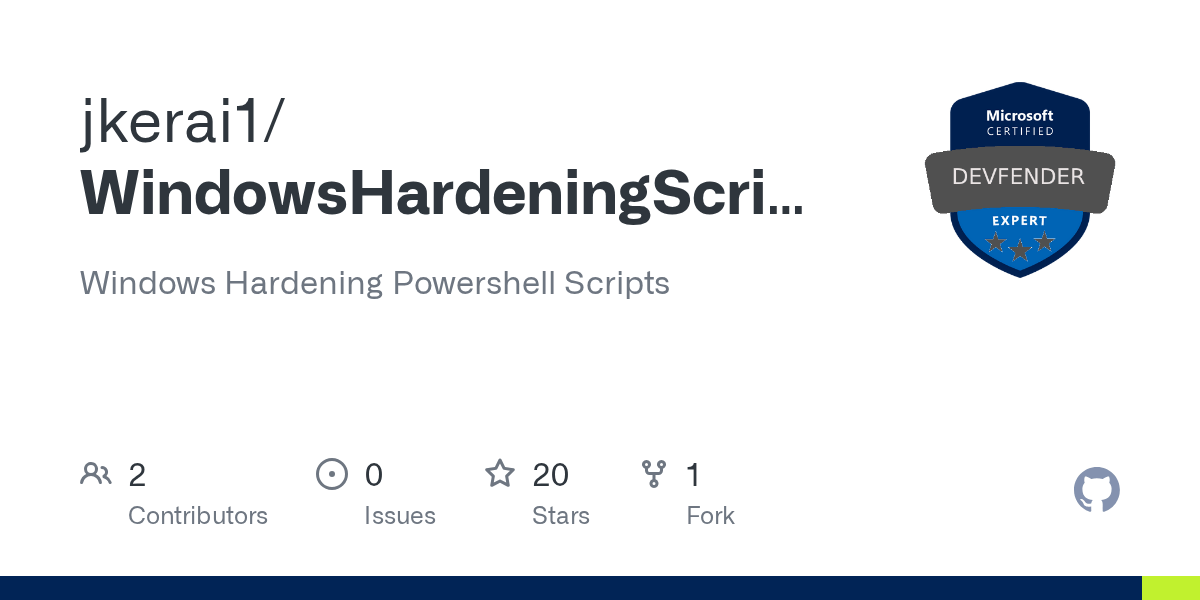 GitHub jkerai1/WindowsHardeningScripts Windows Hardening Powershell