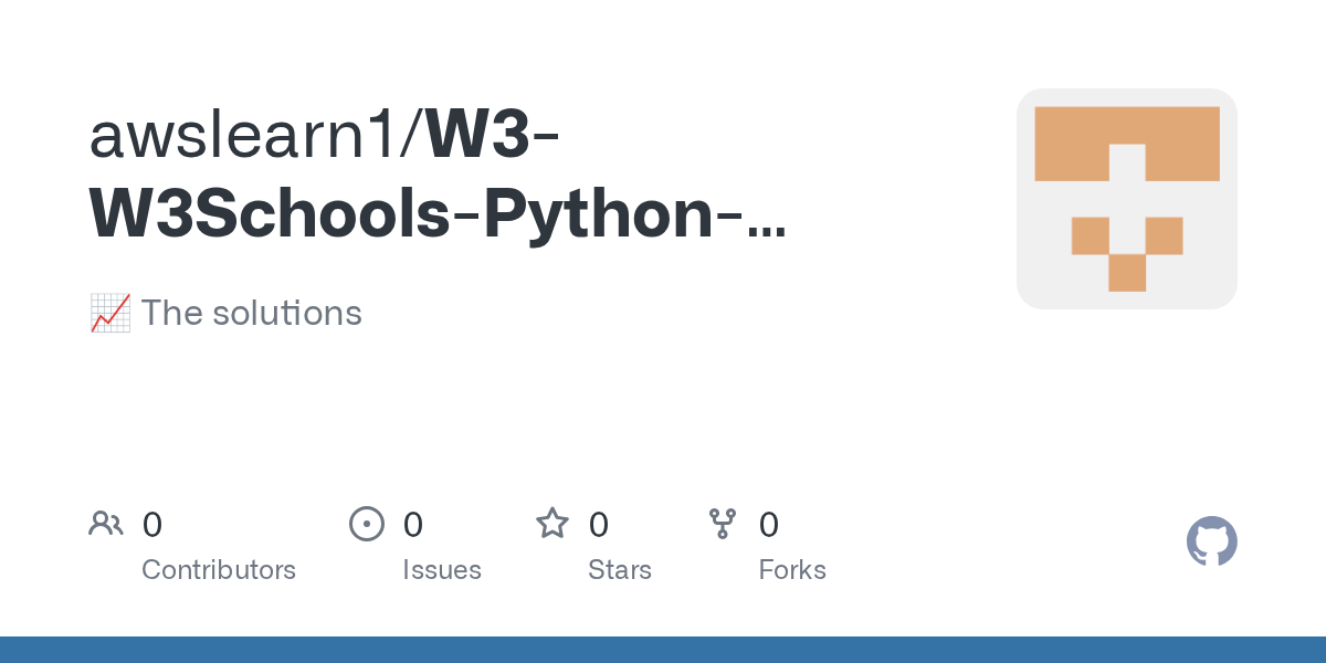 GitHub awslearn1/W3W3SchoolsPythonExercises 📈 The solutions