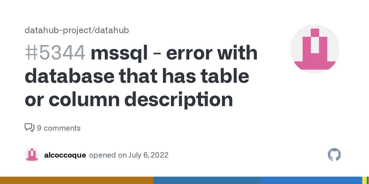 mssql error with database that has table or column description