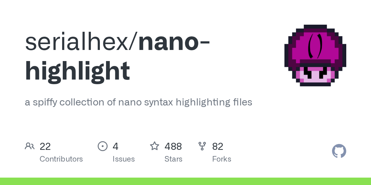 GitHub serialhex/nanohighlight a spiffy collection of nano syntax