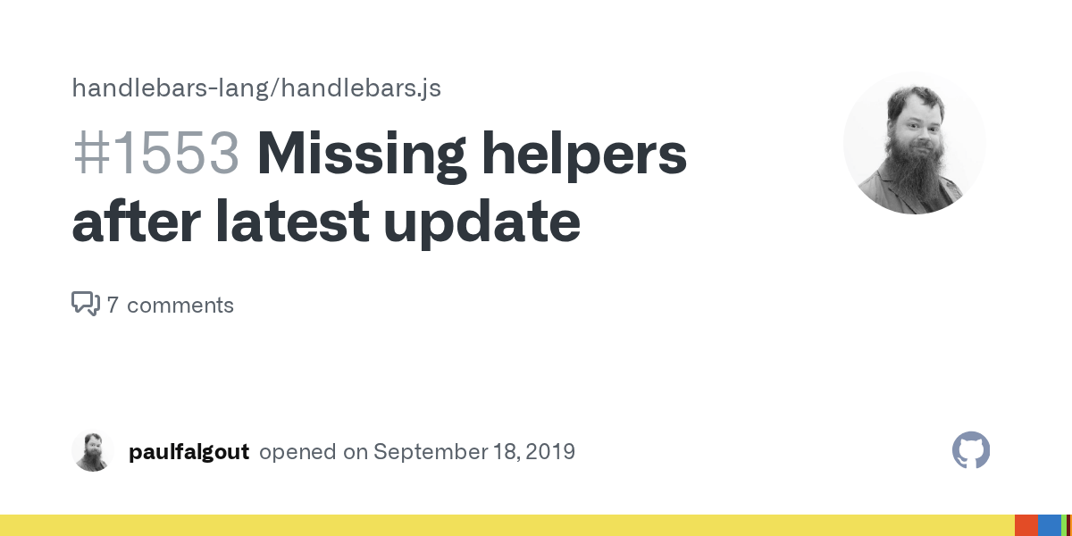 Missing helpers after latest update · Issue 1553 · handlebarslang