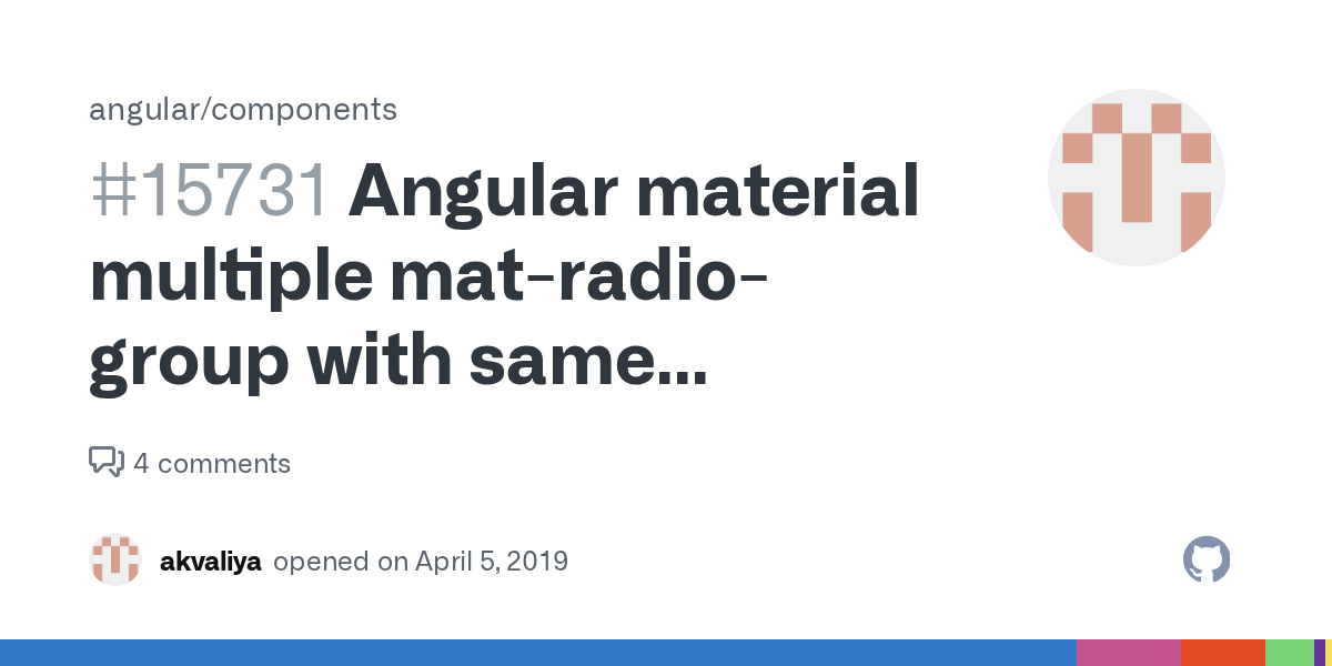 Angular material multiple matradiogroup with same name/field · Issue
