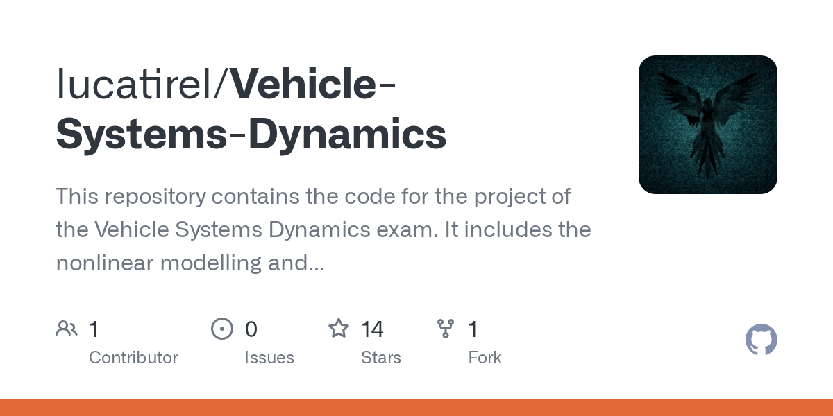 GitHub lucatirel/VehicleSystemsDynamics This repository contains