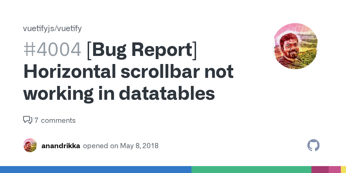 [Bug Report] Horizontal scrollbar not working in datatables · Issue