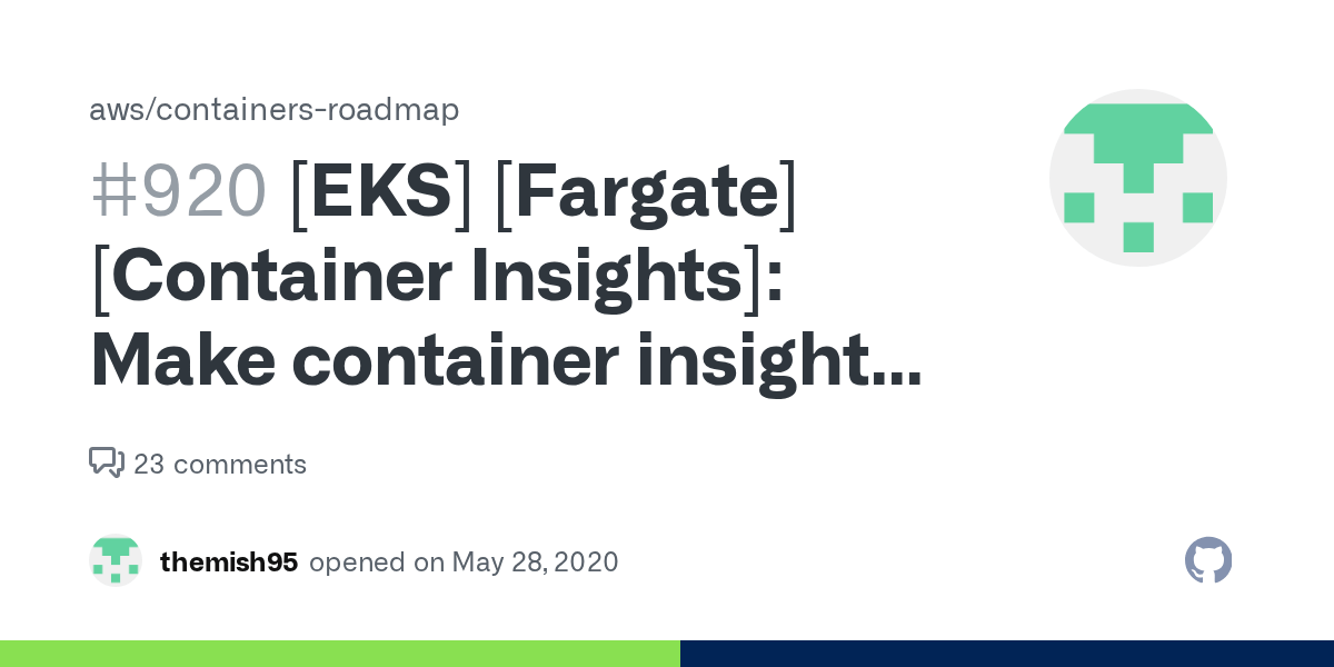 [EKS] [Fargate][Container Insights] Make container insights available