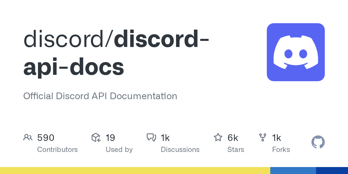 GitHub discord/discordapidocs Official Discord API Documentation
