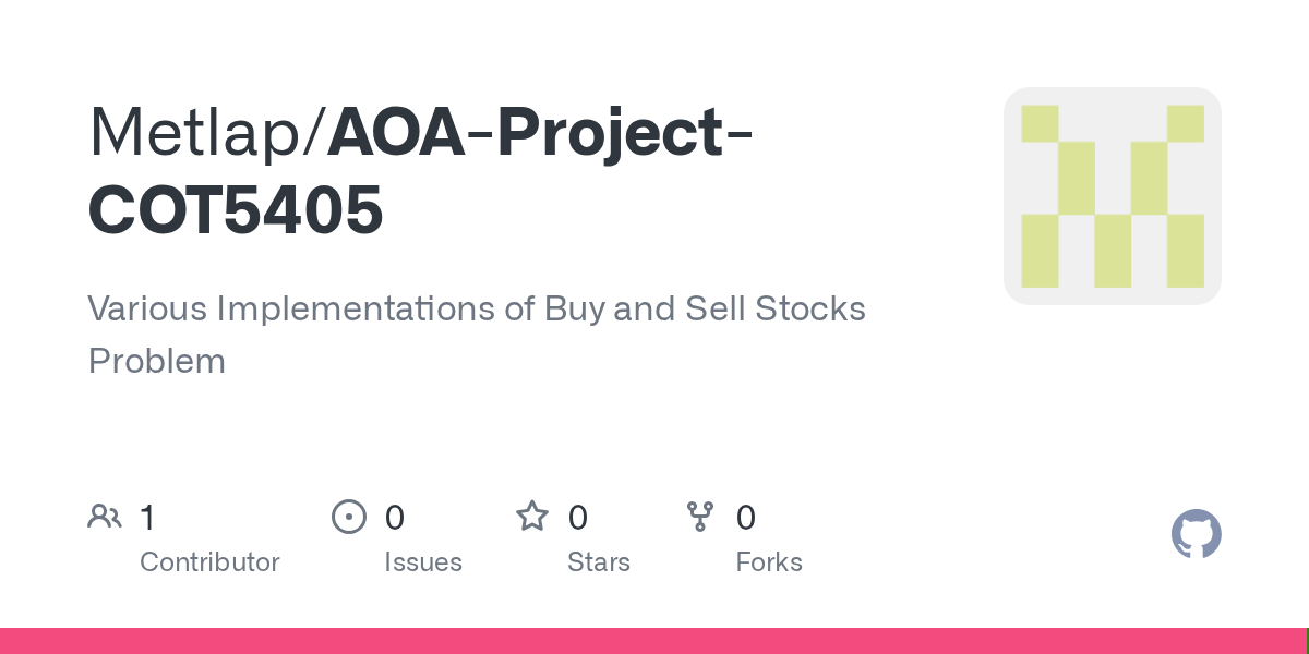 GitHub Metlap/AOAProjectCOT5405 Various Implementations of Buy and