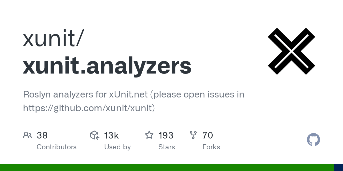 GitHub xunit/xunit.analyzers Roslyn analyzers for (please