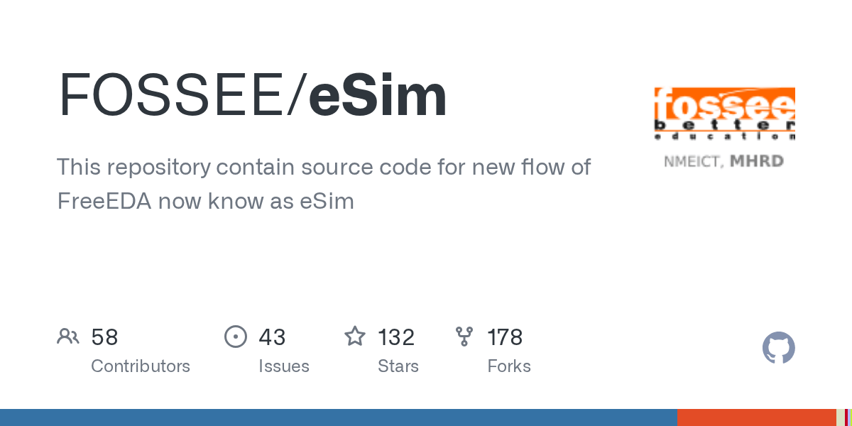 GitHub FOSSEE/eSim This repository contain source code for new flow