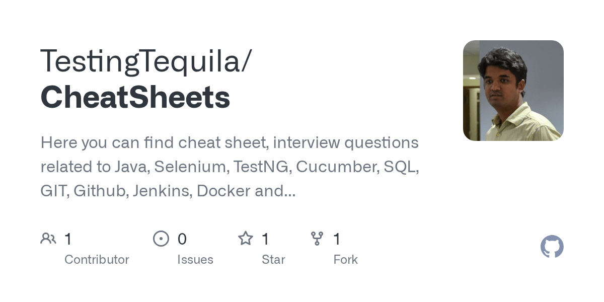 GitHub TestingTequila/CheatSheets Here you can find cheat sheet