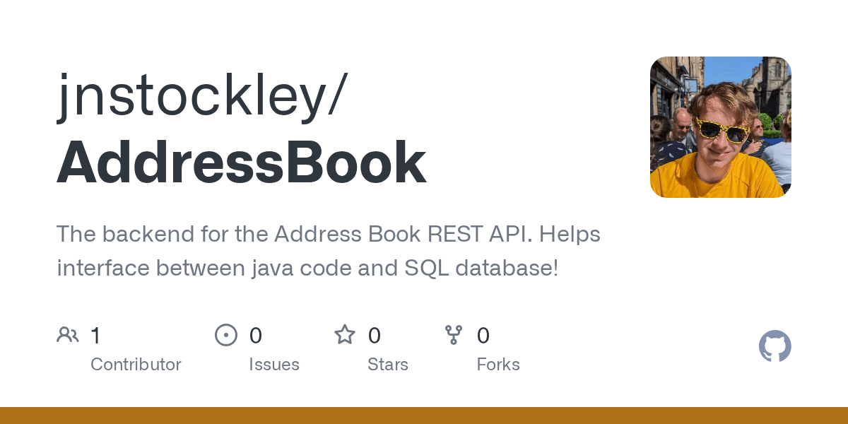 GitHub jnstockley/AddressBook The backend for the