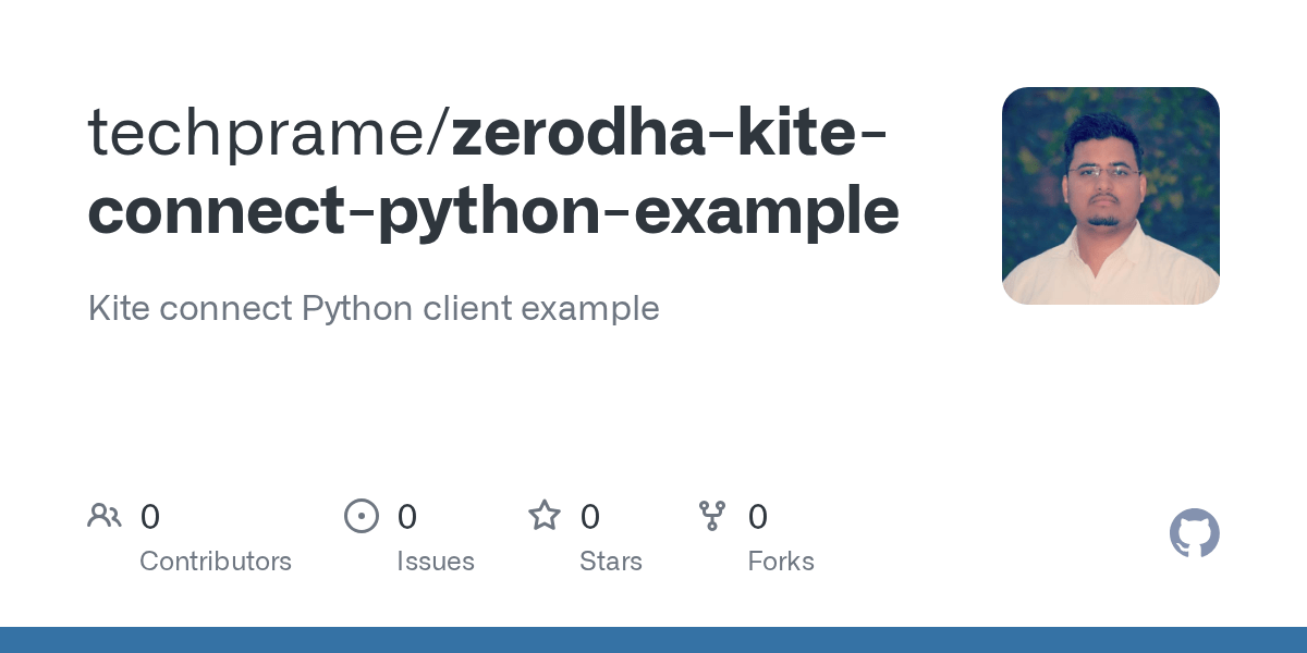 GitHub techprame/zerodhakiteconnectpythonexample Kite connect