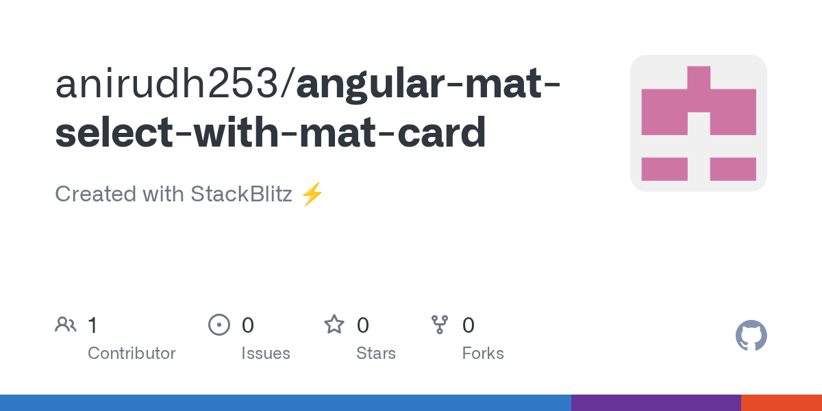 GitHub blitzgrove/angularmatselectwithmatcard Created with
