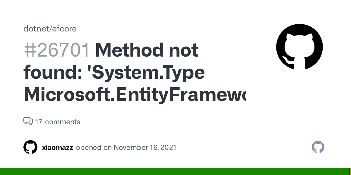 Method not found 'System.Type Microsoft.EntityFrameworkCore.Metadata
